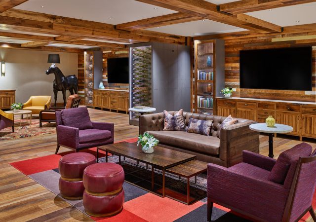 the barrel room lounge space at the nines hotel