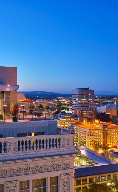 Departure deck rooftop patio at the nines hotel in portland