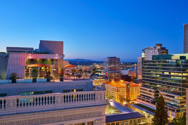 Departure deck rooftop patio at the nines hotel in portland