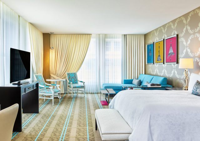 art filled contemporary hotel studio suite