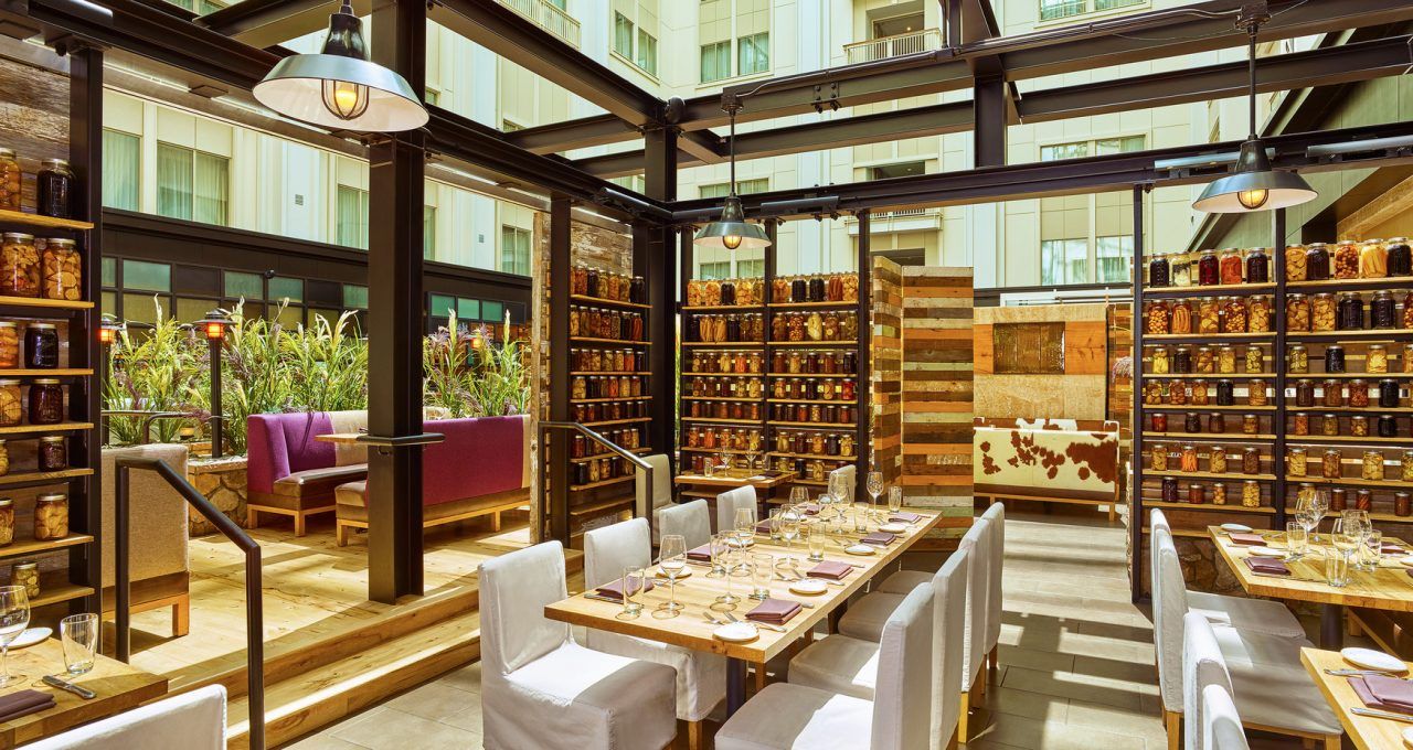 Urban Farmer Restaurant In Portland Modern Steakhouse The Nines Urban Farmer Pantry Seating Area At The Nines Hotel