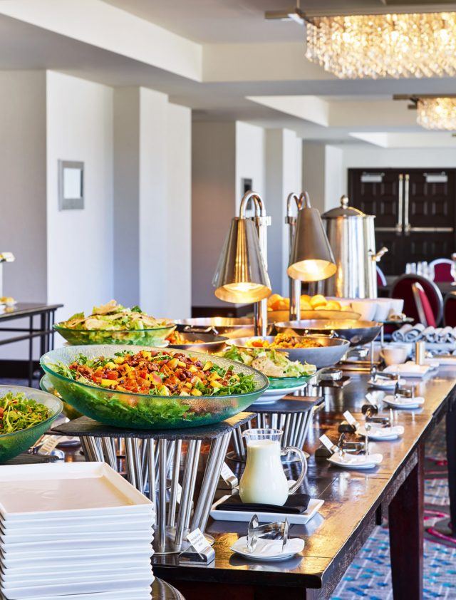 buffet setup for a meeting at the nines hotel
